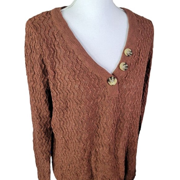 Maurices Cardigan Sweater Brown Buttons Womans Large Knit Layering Office - Picture 9 of 10